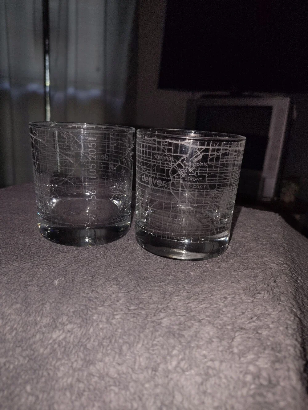 Denver Map Etched Whiskey Glasses - Set of 2
